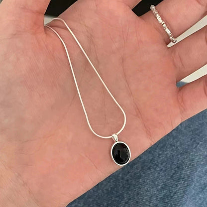 Colar com Pingente Simples Oval de Pedra da Lua e Água-marinha para Mulheres Meninas Corrente Cobra de Luxo Colar da Moda Joias Presentes