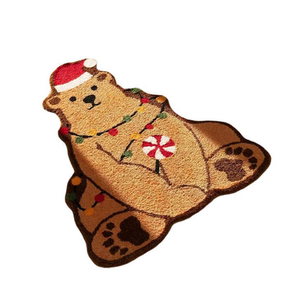 Christmas Home Living Room Bathroom Imitation Cashmere Rug Christmas Rug Absorbent Thick Christmas Bathroom Mat Non-Slip Chris