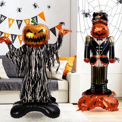 Halloween Party Giant Foil Balloons Inflatable Toys Decor Pumpkin Soldier Witch Ghost Skeleton Reaper Aluminum Standing Balloon