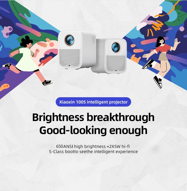 Lenovo Xiaoxin 100S Projector 650 ANSI 4K Full HD 1080P Auto Focus Wifi6 Portable Projector 360 PTZ Support Smart Home Theater
