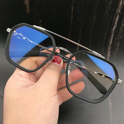 Óculos de Miopia Superdimensionados Armação Fosca Feixe Duplo Quadrado Bloqueador de Luz Azul Masculino Feminino Óculos para Computador Dioptria -0.5 a -6.0