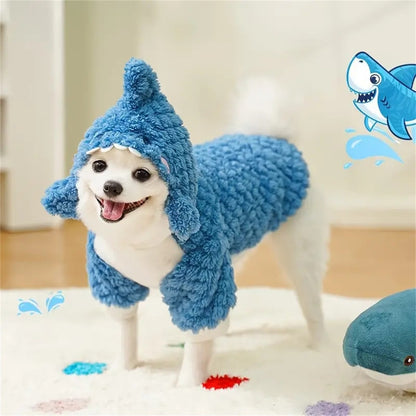 1 Unidade Moletom Quentinho Tubarão para Pets - Suéter de Fleece Grosso e Quente para Cães e Gatos de Raças Pequenas a Grandes - Perfeito para Outono/Inverno