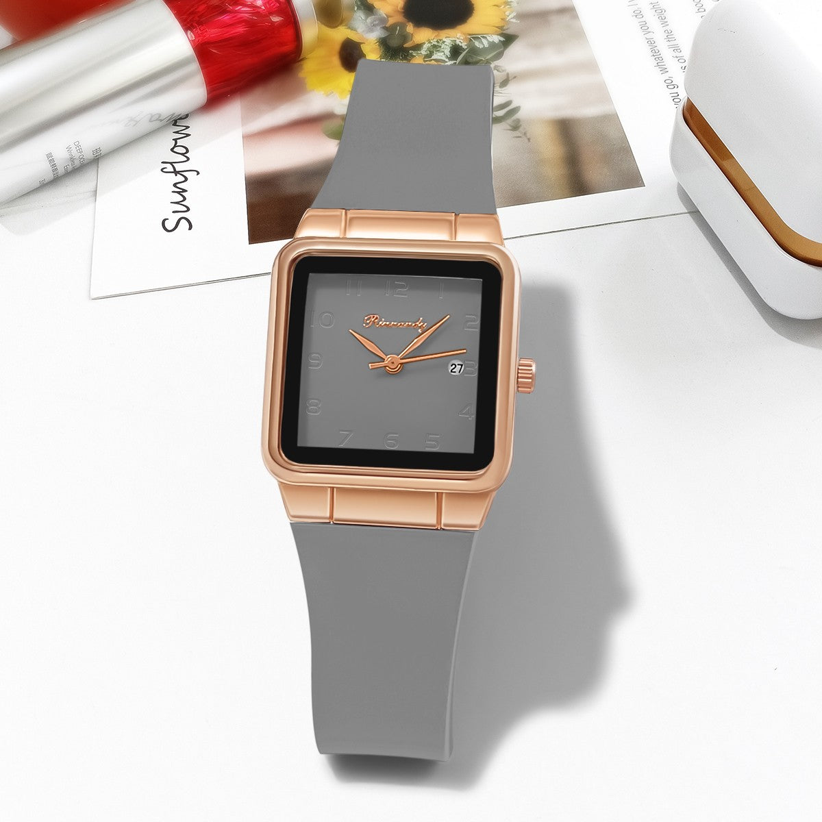 Manufacturer's in stock foreign trade new leisure sports scale calendar square silicone strap quartz women's watch watch watch