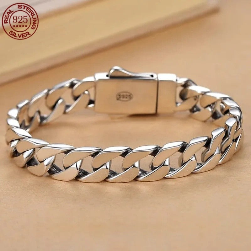 Pulseira Cubana Masculina Olho de Hórus Olho de Deus em Prata 925 Esterlina Moda Hip Hop Presente Simples Acessórios de Joias da Moda
