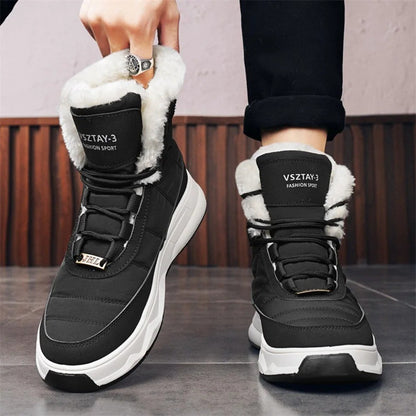 Men's Winter Plus Velvet Warm High-top Down Bread Shoes Waterproof and Non-slip Cotton Shoes Men's Big Boots==bottes Pour Hommes