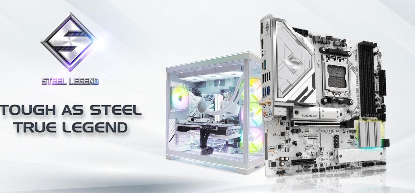 ASROCK Nova B850M STEEL LEGEND WIFI AMD B850 Micro ATX Placa-mãe AMD Ryzen Séries 9000 8000 7000 Soquete AM5
