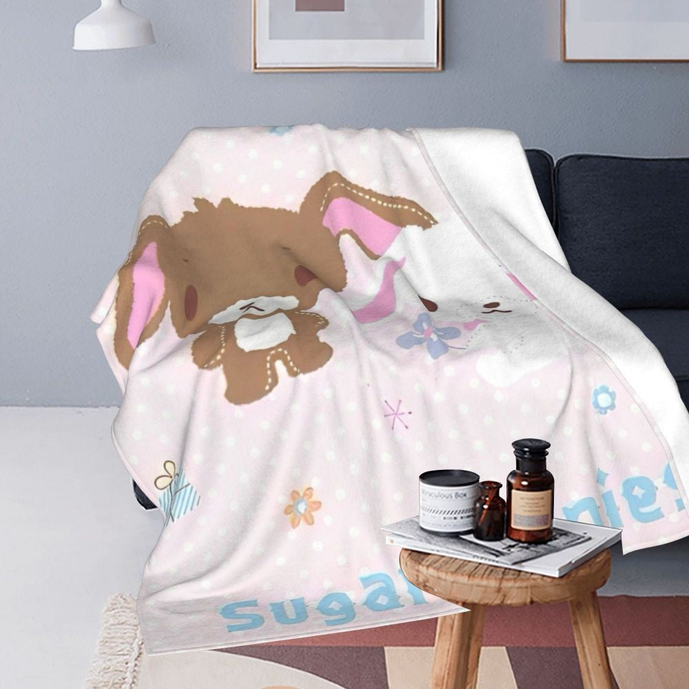 Sugarbunnies Sugar Rabbit Knitted Blanket Fleece Super Soft Throw Blankets for Outdoor Travel Bedroom Quilt