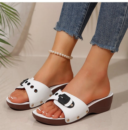 Women's Sandals Luxury Heels Shoes For Summer Woman Sandals Soft Wedges Heeled Sandalias Mujer 2025 New Sandals Summer Slippers
