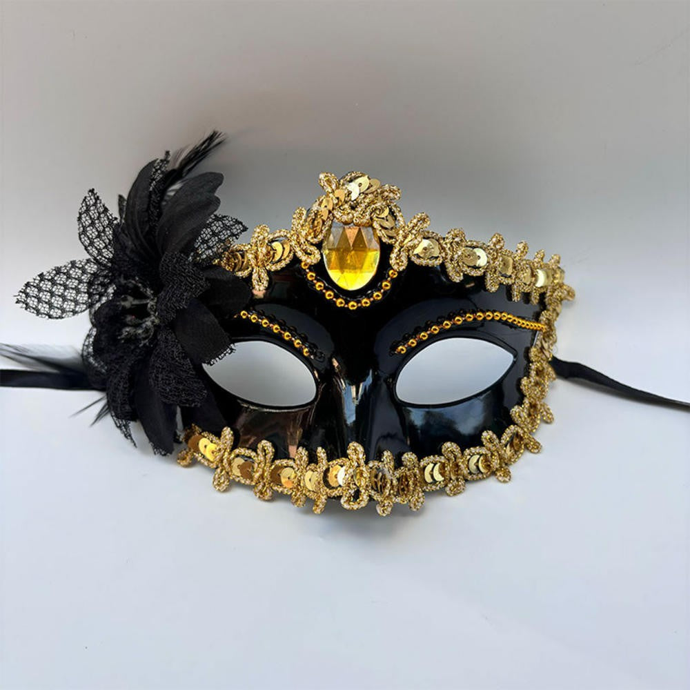 Halloween Mask Masquerade Princess Half Face Lace Plus Flower Children Adult Eye Mask Female Party Performance Props