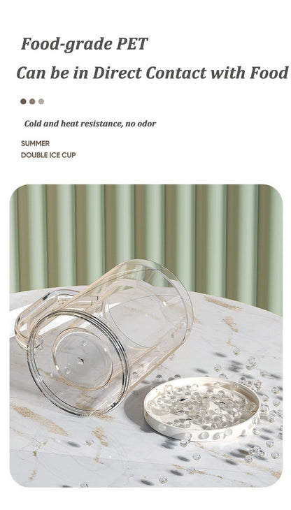 Canecas de Cerveja de Parede Dupla com Gel Congelante, Canecas de Uísque Transparentes com Alça para Bar e Copos de Bebida para Uso Externo