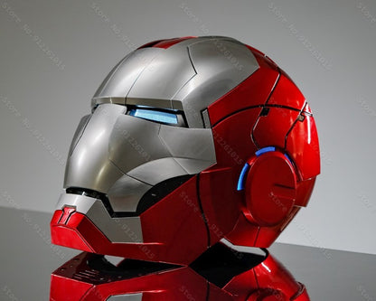 Capacete Homem de Ferro Mk5 Elétrico com Controle de Voz Máscara Vestível 1:1 Abertura e Fechamento Automático Modelo Colecionável Presente para Adultos