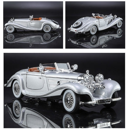 Simulação 1/24 Escala Benz 500K 1936 Clássico Modelo Carro Vintage Com Caixa de Exibição Presente de Aniversário Menino Coleção Miniatura Carro