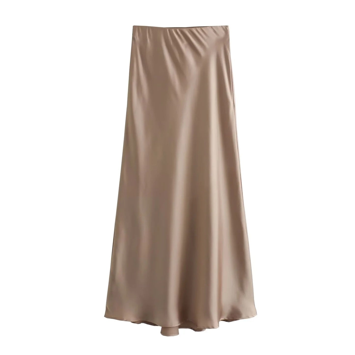 XNWMNZ Women's Fashion 2023 Flowing Satin Midi Skirt Women Vintage Elastic High