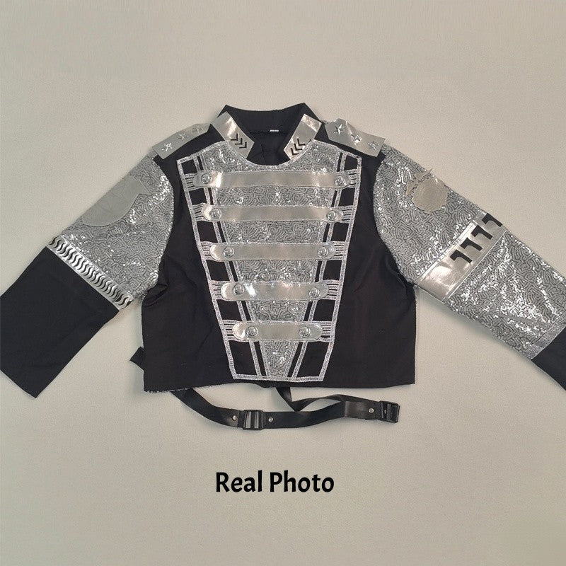 Michael Jackson Inspired Costume Military Sequin Jacket MJ Thriller Stage Performance Outfit Unisex Halloween Party