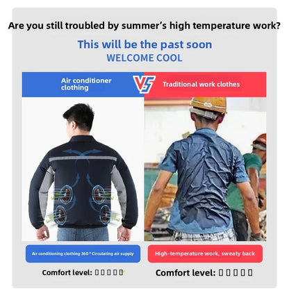Summer Cooling Jacket Men's Hooded Fan Jacket Heat Resistant Fan Air Conditioner Clothes Breathable Outdoor Fishing Fan Workwear