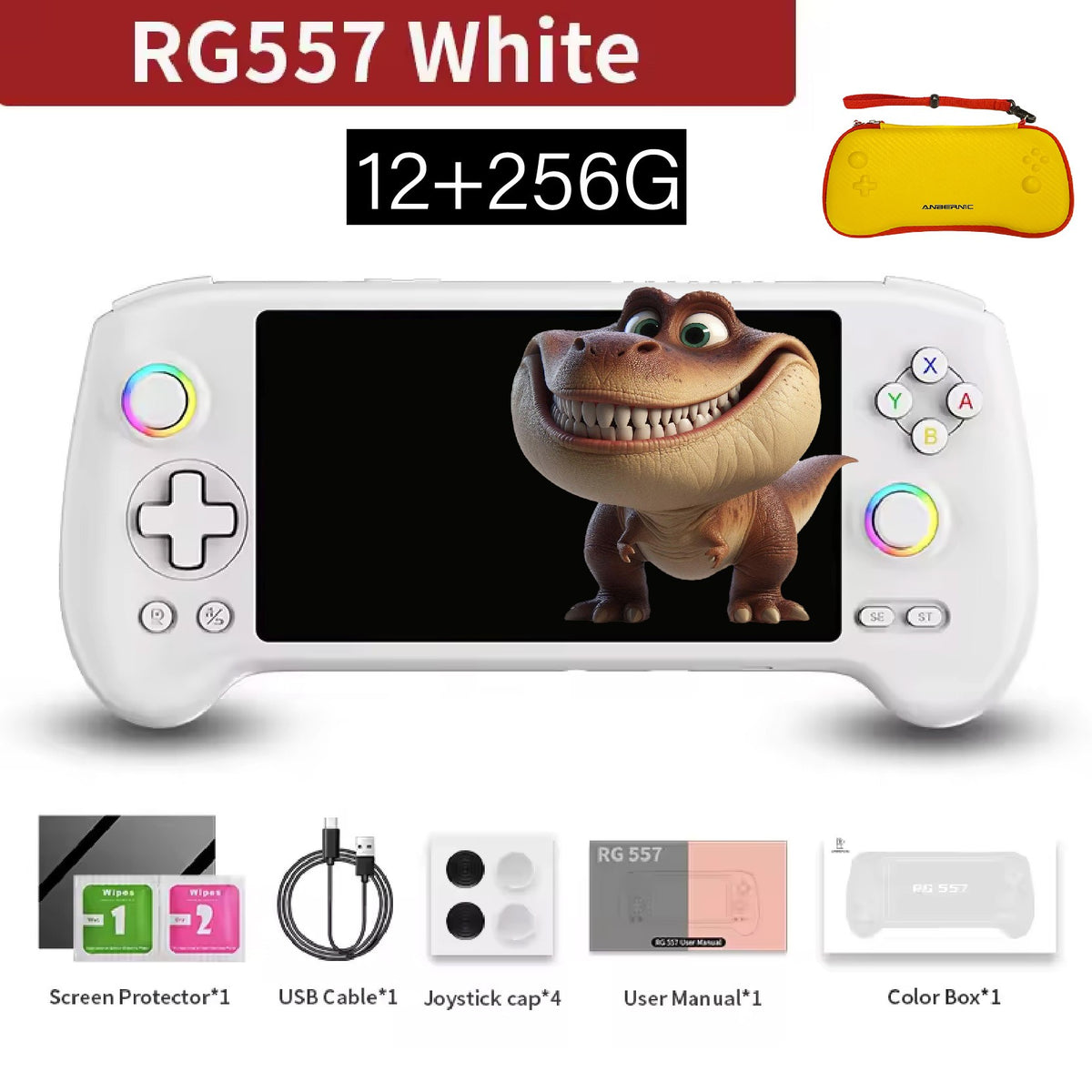 ANBERNIC RG557 Retro Handheld Game Console Android 14 5.48 Inch AMOLED Screen Video Player High-resolution Joysticks RG 557 PS2