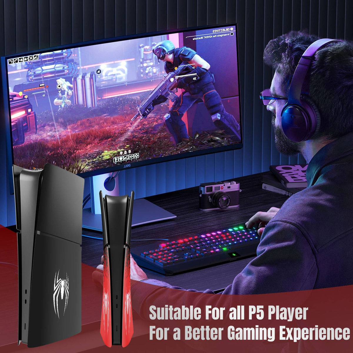 PS5 Slim ABS Anti-Scratch Dustproof Protective Shell Cover Replacement Face Plate for Playstation 5 Slim Digital Edition