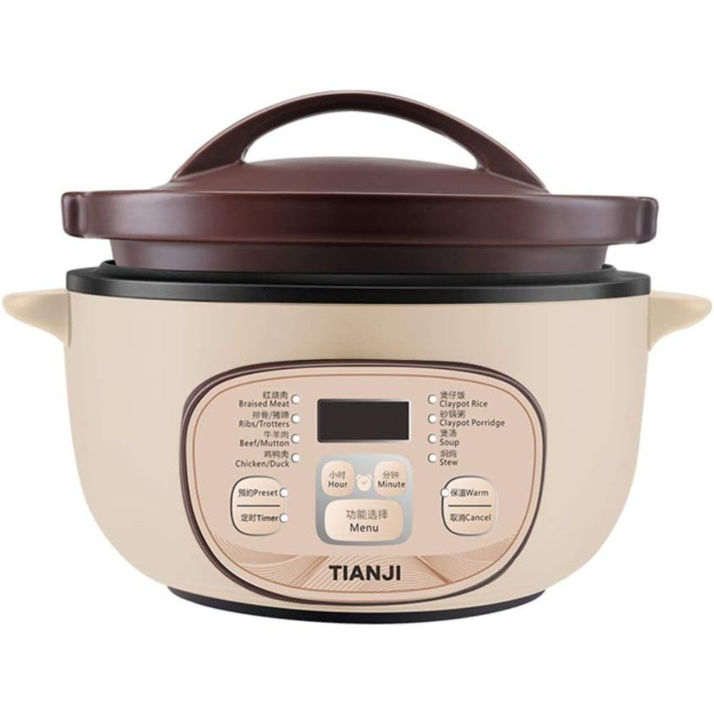 Panela Elétrica de Barro TZ30 para Arroz e Mingau, Panela de Cozimento de Cerâmica com Porcelana Não Vitrificada