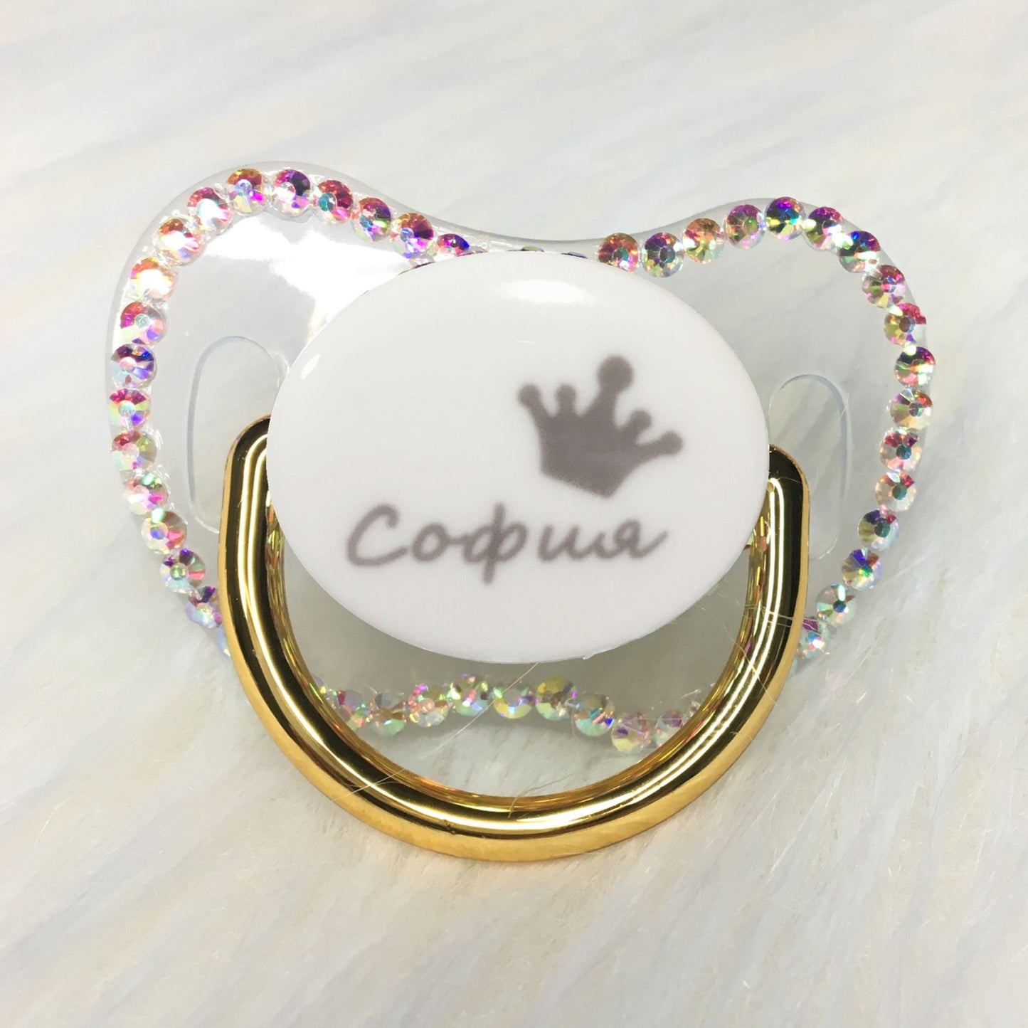 MIYOCAR custom any name can make gold bling Rhinestone pacifier dummy white BPA free dummy bling baby shower gift PW-W