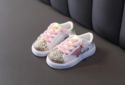 Kids Sneakers 2022 Spring Girls Fashion Glittering and Antiskid Children Chunky Sneakers Baby Shoes Casual Sport Running Sneaker