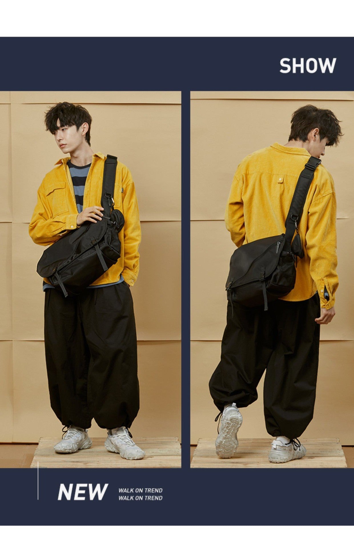 Causal Nylon Shoulder Man Bag Japanese Teenager School Laptop Sling Men's Bag Streetwear Travel Cross Bag Messenger Bags for Men