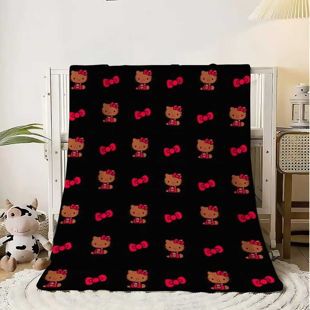 Manta Kawaii Hellos Cat para Joelhos, para Sala de Estar, Decorativa para Cama, Decoração de Quarto, Colcha para Casa, Manta para Sofá, Inverno