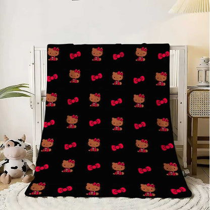 Manta Kawaii Hellos Cat para Joelhos, para Sala de Estar, Decorativa para Cama, Decoração de Quarto, Colcha para Casa, Manta para Sofá, Inverno