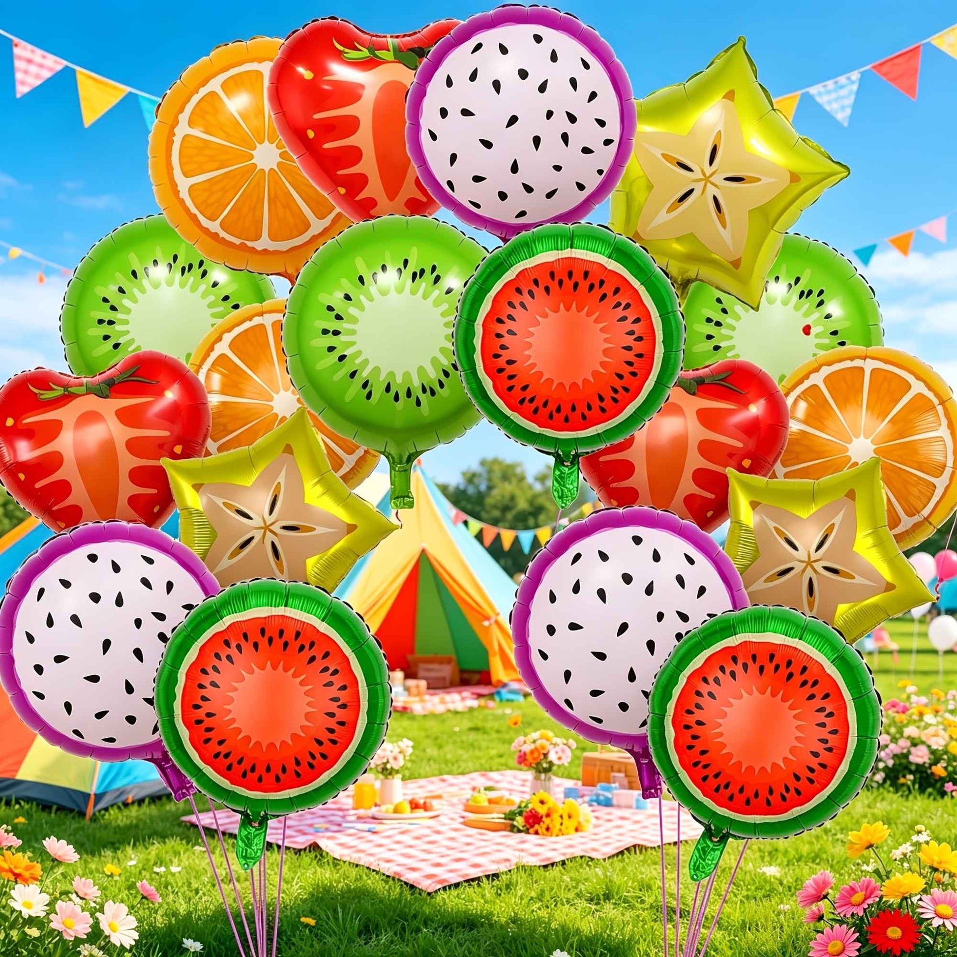 Tropical Balloon Hawaiian Balloons Fruit Watermelon Strawberry Orange Fruit Foil Balloon Birthday Party Pool Party Decorations