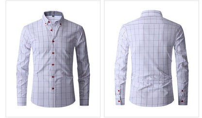 Brand New Men Shirt Male Dress Shirts Plaids Men's Casual Long Sleeve Business Formal Plaid Men's Shirt Camisa Social