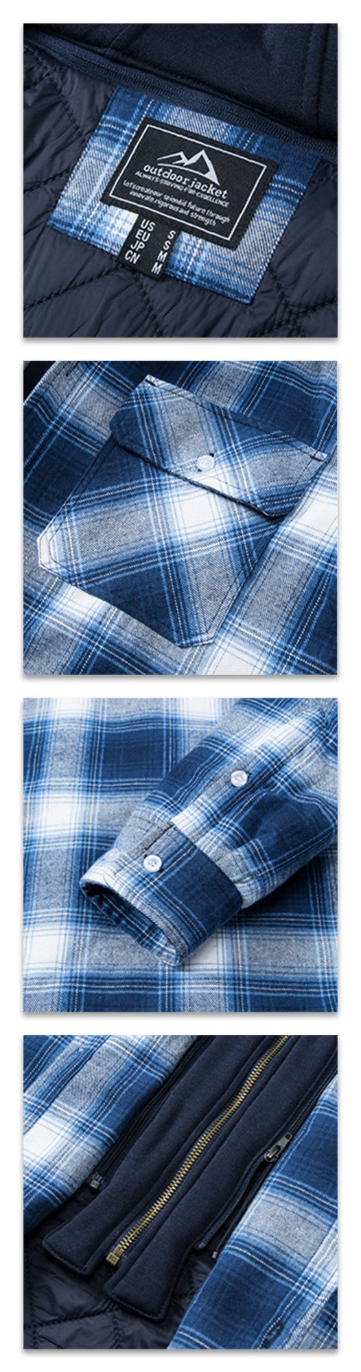 MAGCOMSEN Men's Flannel Jacket with Removable Hood 5 Pockets Plaid Quilted Lined Winter Coats Thick Hoodie Outwear Fleece Jacket