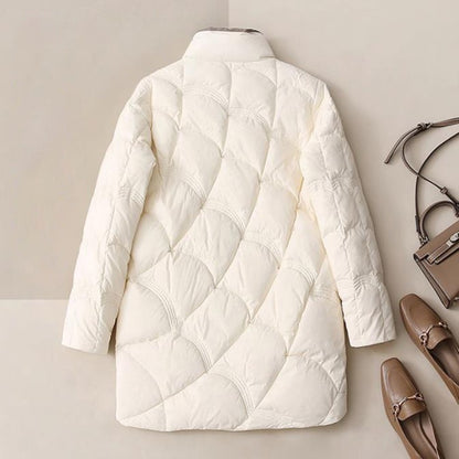 SEDUTMO Long Women Duck Down Jackets Ultra Light Winter Vintage Slim Coat Autumn Casual Warm Black Quilted Parkas ED2057