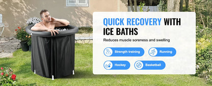SucceBuy Ice Bath Tub Cold Water Therapy Plunge Tub for Athletes Portable Outdoor Ice Barrel Plunge Pool Inflatable Ice Bathtub