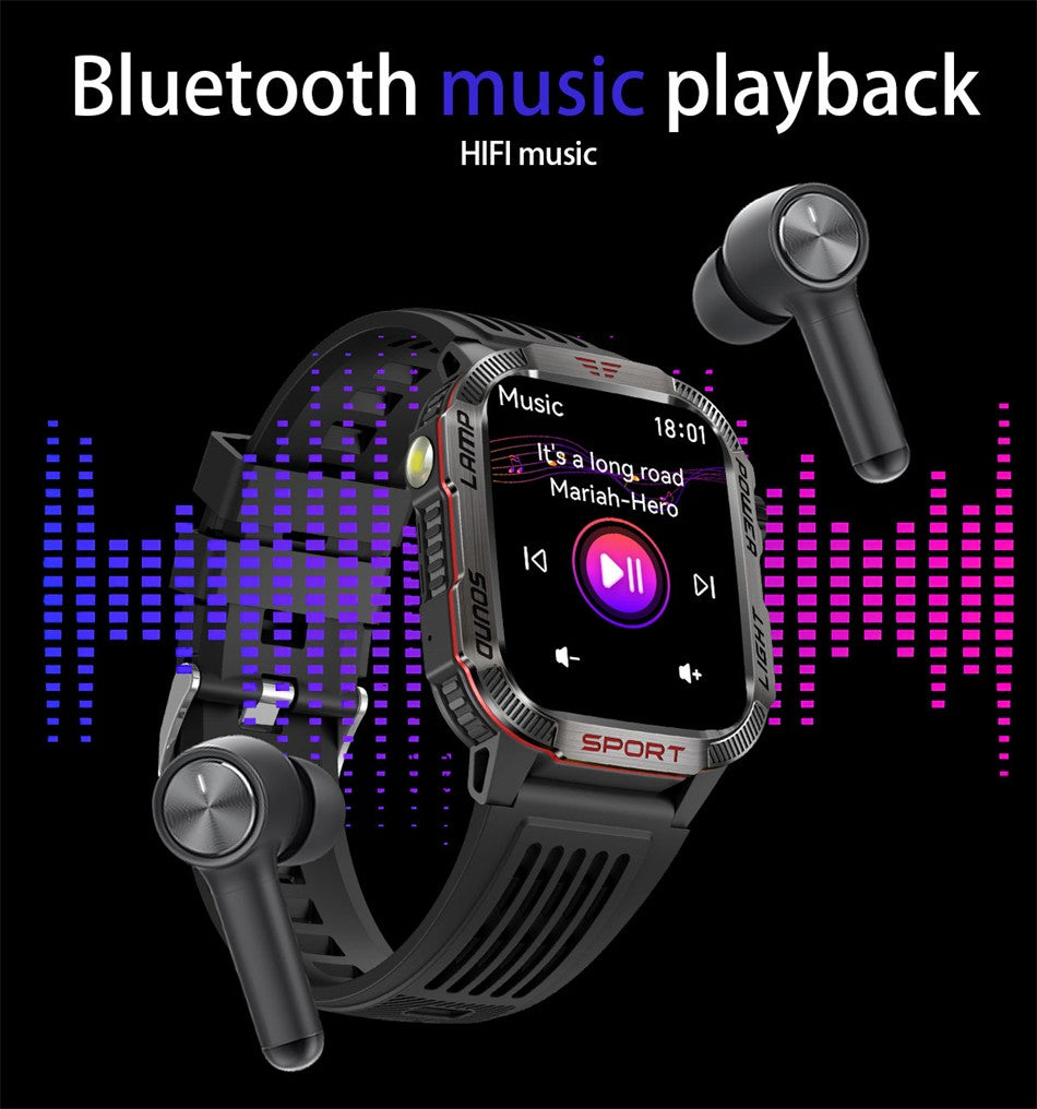 Outdoor Sports Smart Watch Men 2.01" GPS Tracker Compass LED Flashlight 600mAh Battery Waterproof Bluetooth Call Smartwatch Man