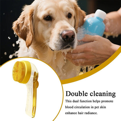 Pet Bathing Brush Long Handle Soft Silicone Shower Clean Tools Grooming Scrubber with Shampoo Dispenser Bath Brush for Dog & Cat