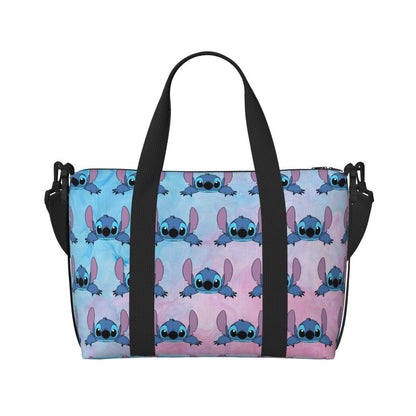 Custom Large SLilo And Stitch Cartoon Tote Bag Women Anime Shopping Shoulder Beach Gym Travel Bag