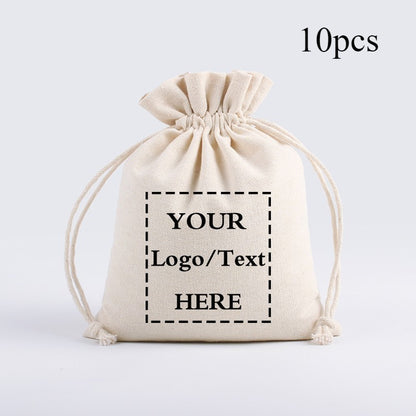10/20pcs LOGO Personalizado Saco de Algodão com Cordão Anti-Poeira para Armazenamento, Festa, Eid, Páscoa, Embalagem de Presentes de Natal