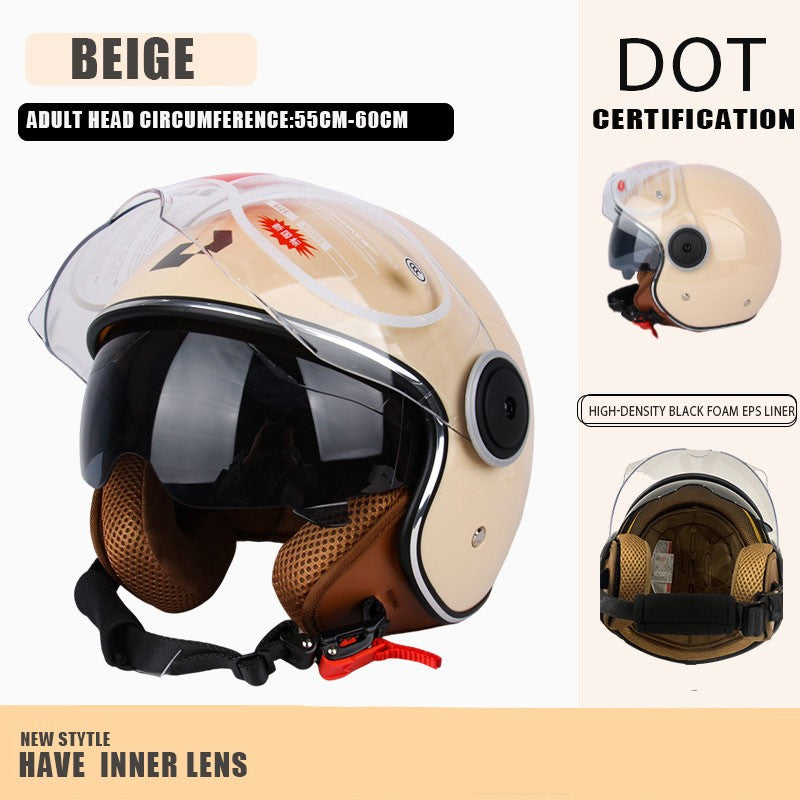Capacete de proteção certificado pelo DOT, capacetes vintage de lente dupla, capacete de corrida para todas as estações