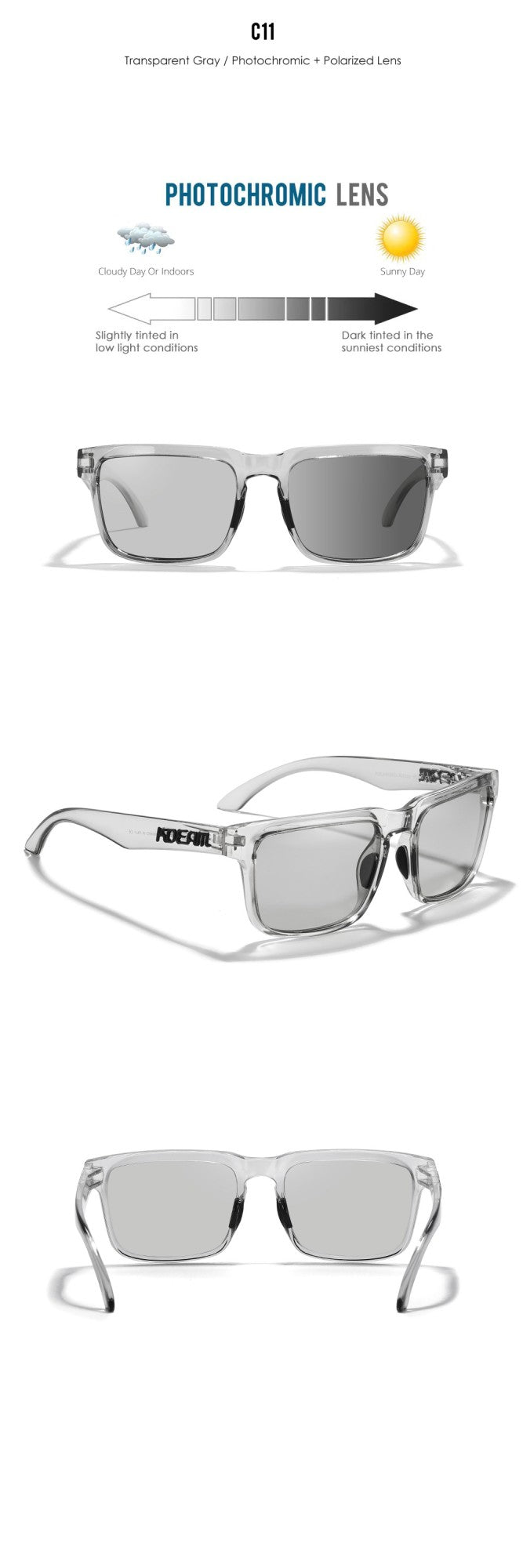 KDEAM PLUS Size Fishing Sunglasses Men 64mm Width Larger Size Polarized Sunglasses For Driving Night Vision Goggles
