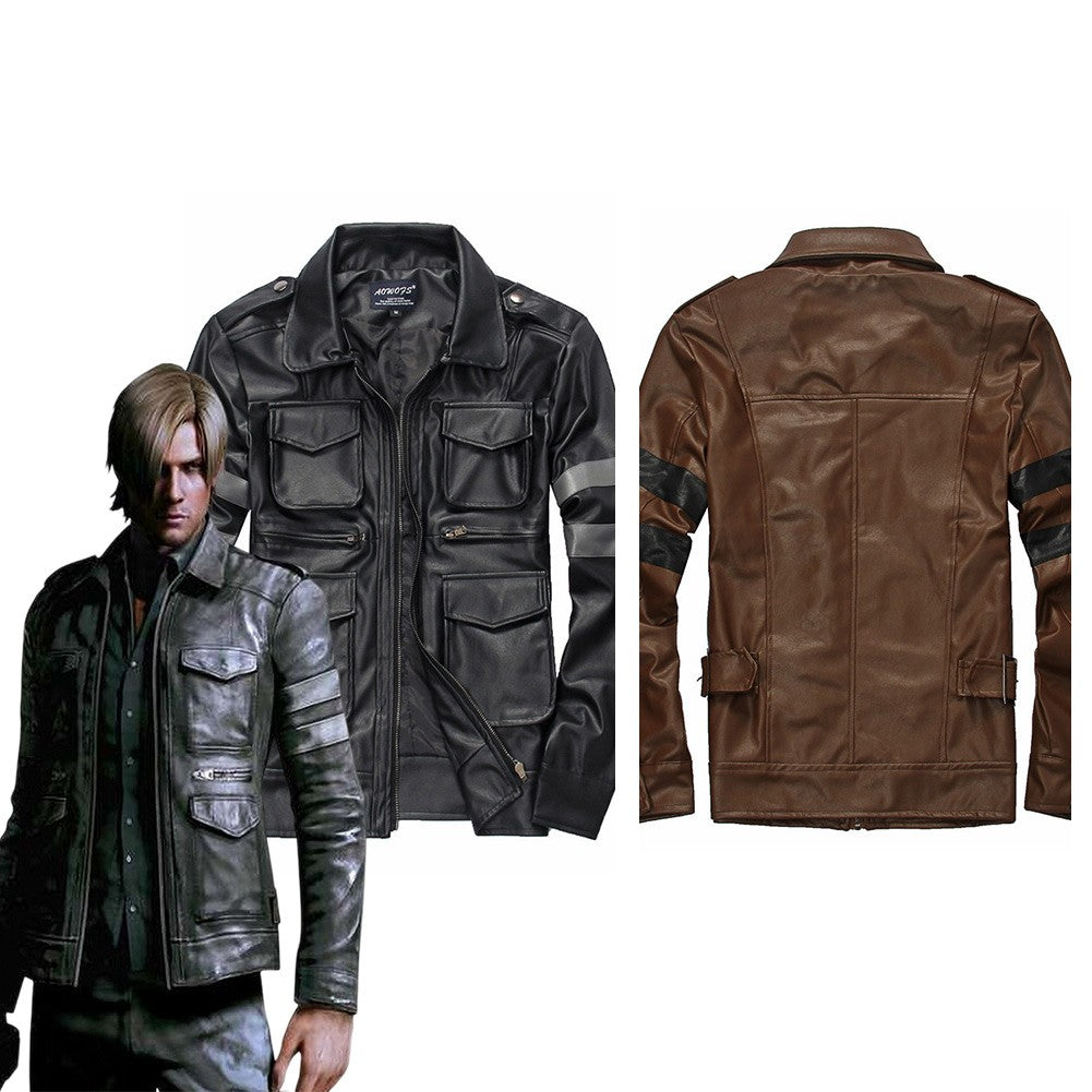 Evil Resident 4 Cosplay Costume Jacktet Pu Coat Outfits Boys Men Adult Street Casual Clothing Halloween Carnival Disguise Suit
