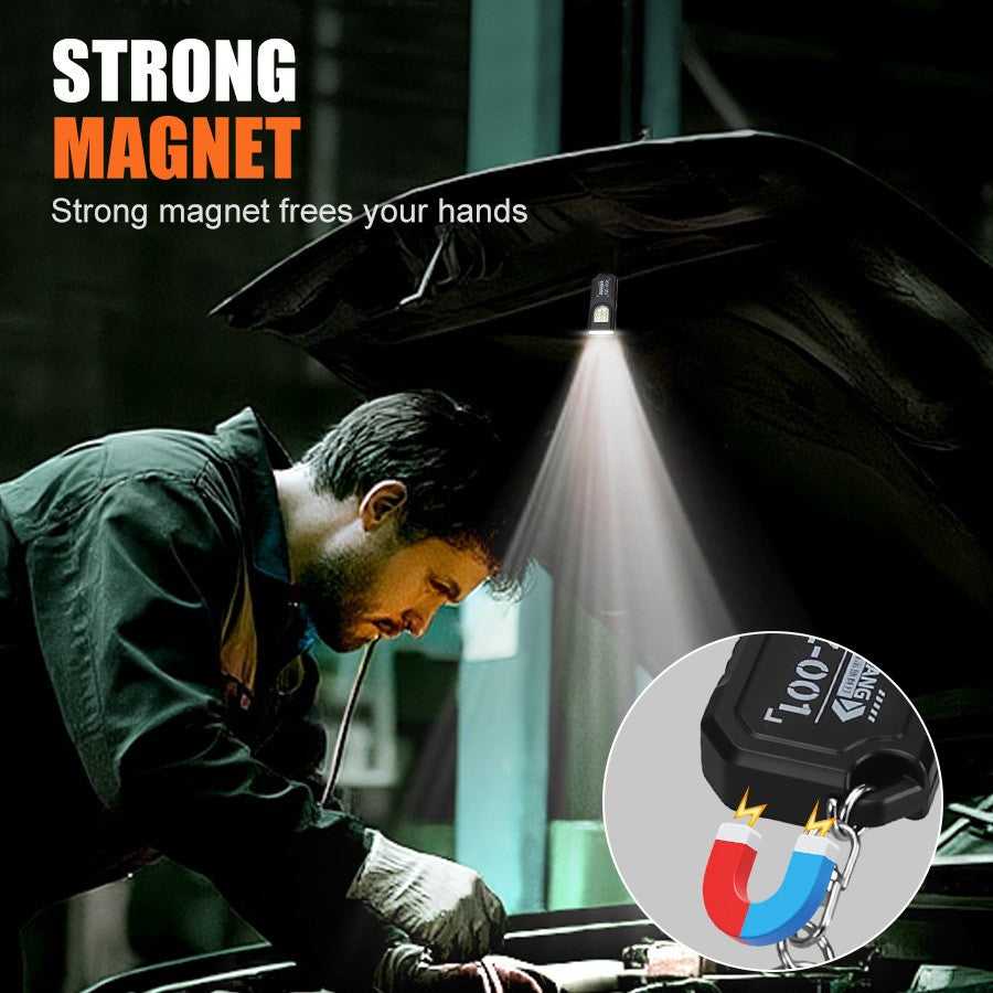 Mini COB LED Flashlight USB Rechargeable Torch with Magnetic Portable Powerful Working Light Outdoor Emergency Keychain Light