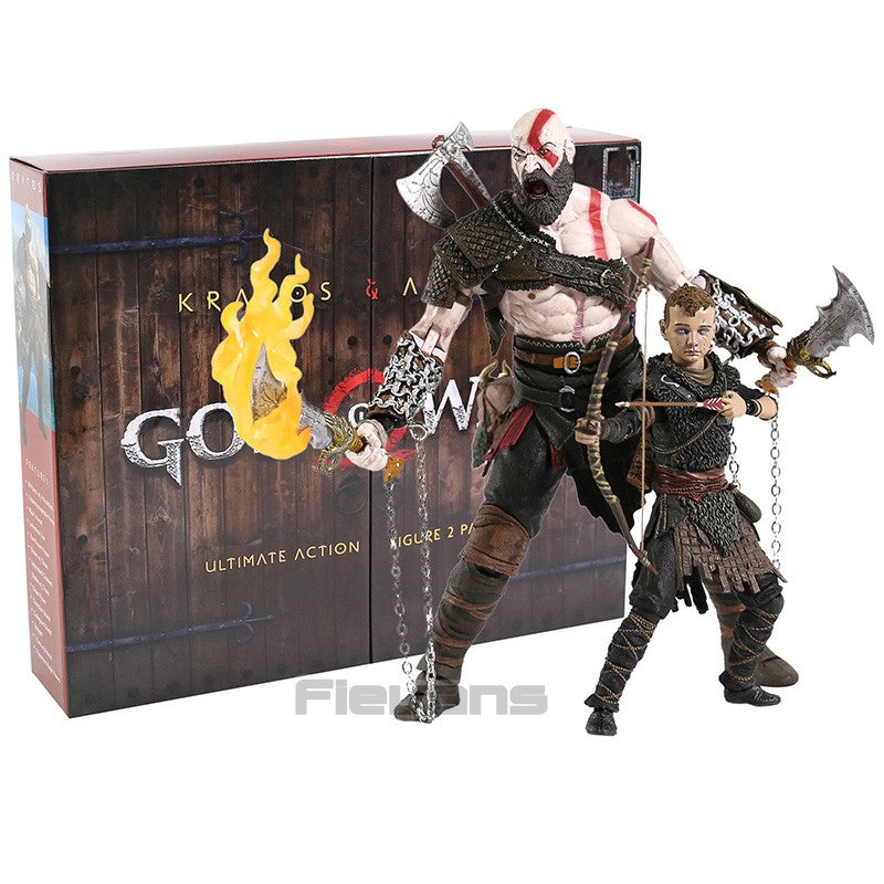 NECA God of War 2018 Kratos & Atreus Ultimate PVC Action Figure Modelo Colecionável Brinquedo 2-pack
