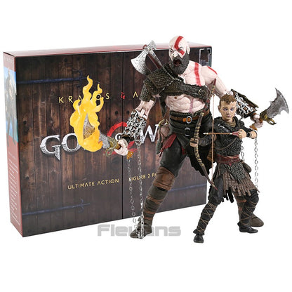 NECA God of War 2018 Kratos & Atreus Ultimate PVC Action Figure Modelo Colecionável Brinquedo 2-pack