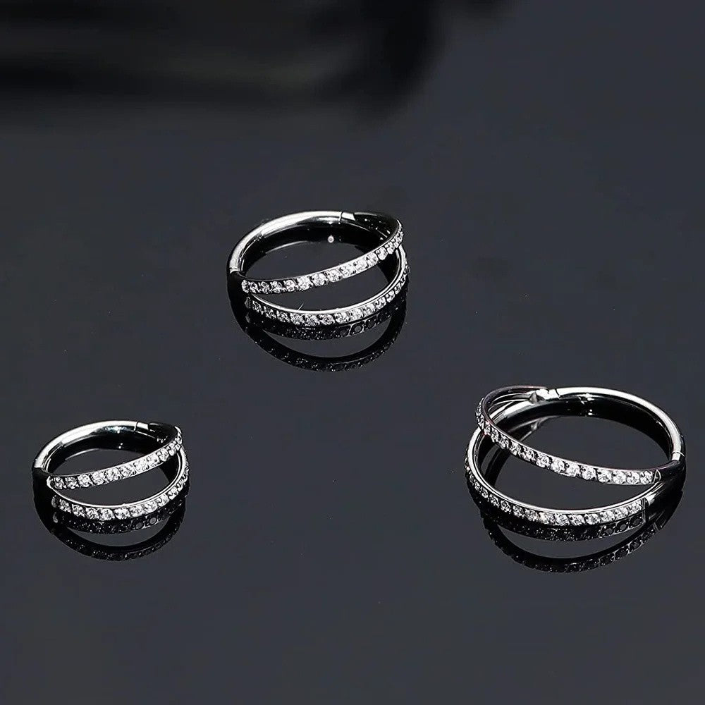 G23 Titânio Anel de Nariz Clicker Orelha Cartilagem Tragus Hélix Daith Brincos Redondos Argolas Zircônia Cúbica 16G Segmento Articulado Joia de Piercing Corporal