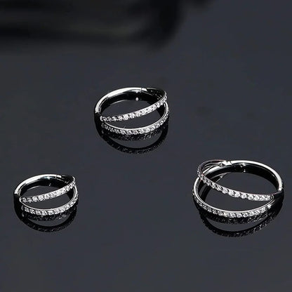 G23 Titânio Anel de Nariz Clicker Orelha Cartilagem Tragus Hélix Daith Brincos Redondos Argolas Zircônia Cúbica 16G Segmento Articulado Joia de Piercing Corporal