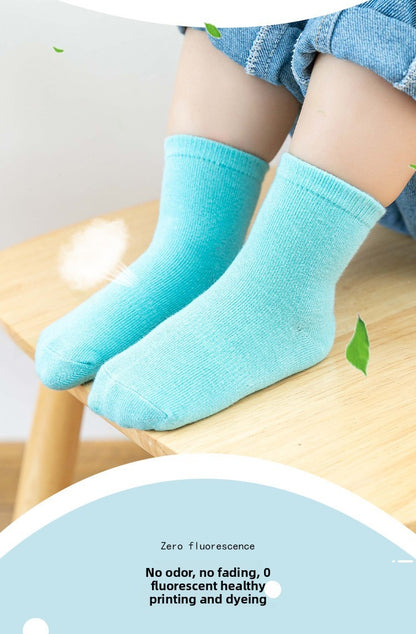 6 Pairs Baby Socks Spring Autumn Cartoon Weather Full Bottom Anti Slip Mid Tube Kids Boys Girls Socks