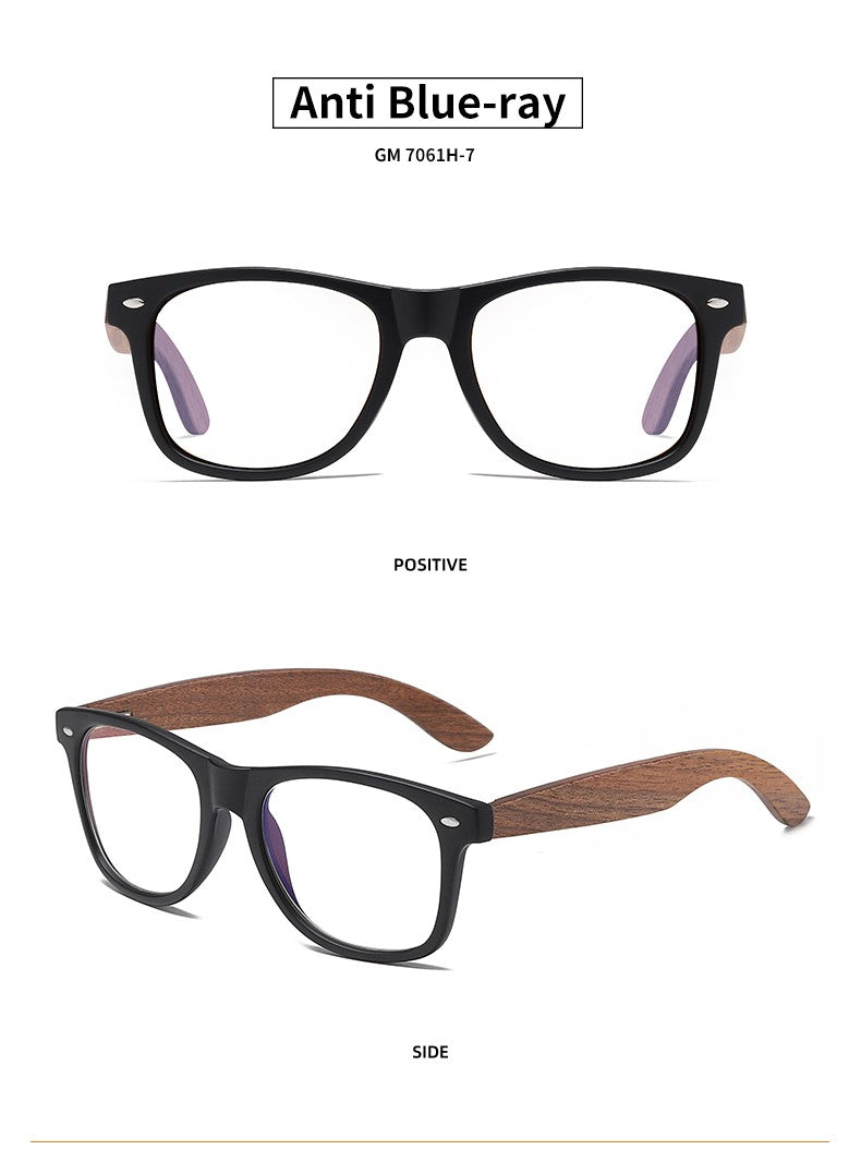 Óculos de Sol GM Ecológicos de Madeira de Nogueira Retrô UV400 Polarizados de Bambu Masculino Moderno Lente Anti-Azul 7061h