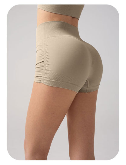 Women High Waist Fitness Shorts Gym Hip Lifting Yoga Sports Tight Running Shorts Exercise Three Folded Yoga Shorts