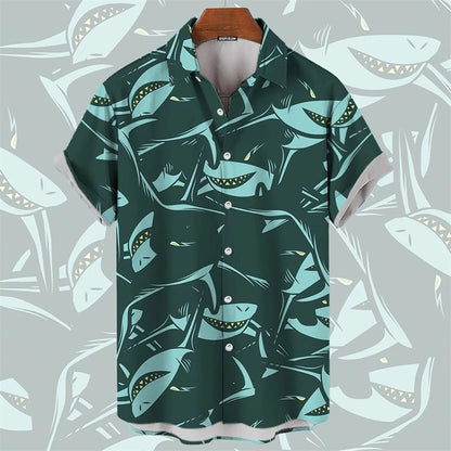 Men's Shirts Hawaii Sea Animal Print Tops 2024 New Summer Oversized T-shirt Women Whales Turtl Graphic Short-Sleeved Unisex Tops
