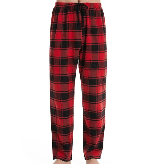Fashionable casual plaid red plaid pajama pants new men's plaid pajamas soft and comfortable elastic waistband slacks