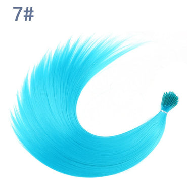 Synthetic Colored I-Tip Feather Hair Extensions10-50Strands/Pack Women's High Temperature Fiber Wig Accessories Solid Color Hair